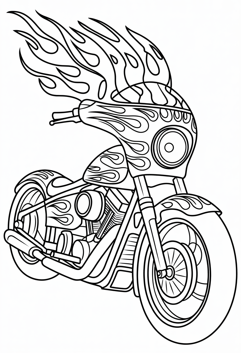 Motorcycle with Custom Paint Coloring Page