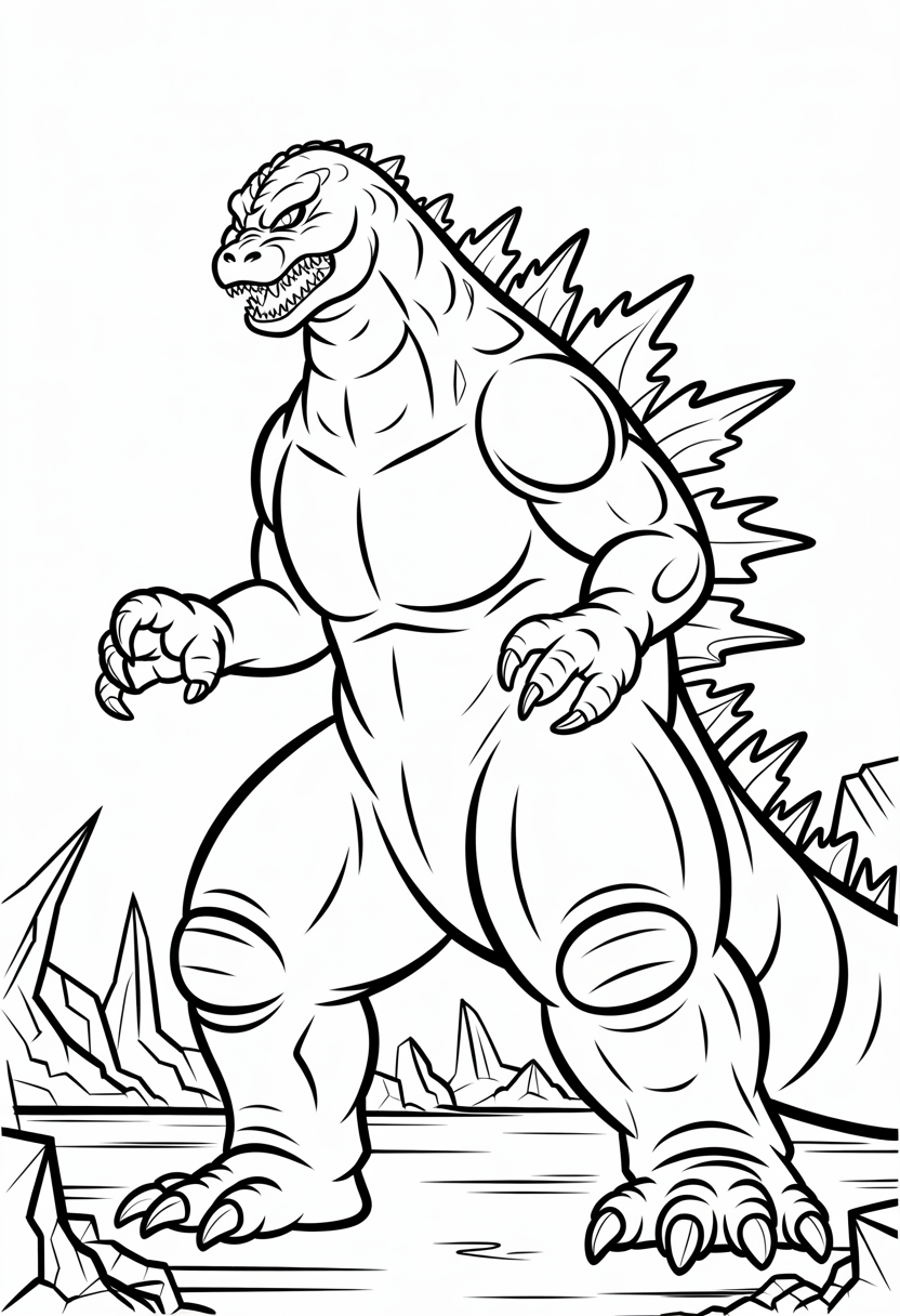 Godzilla Territorial Dominance Coloring Page