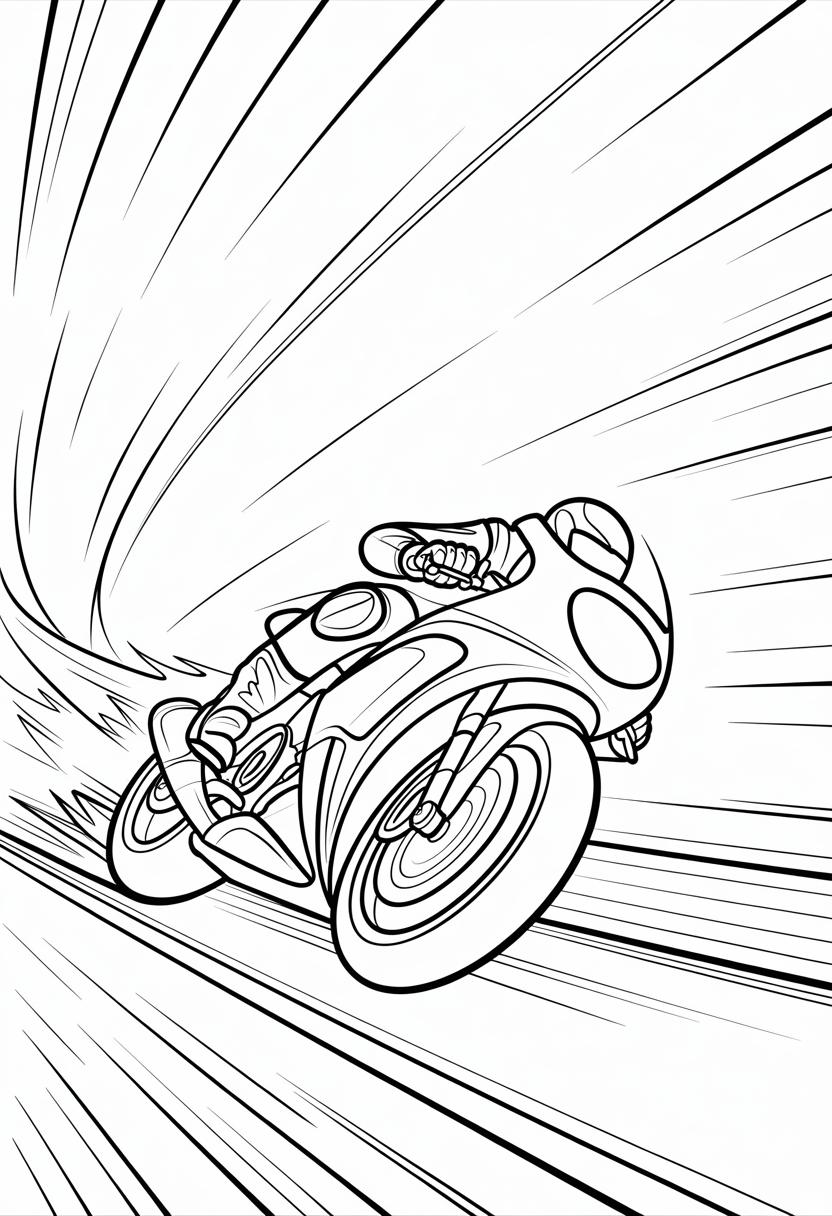 High-Speed Racing Motorcycle Coloring Page