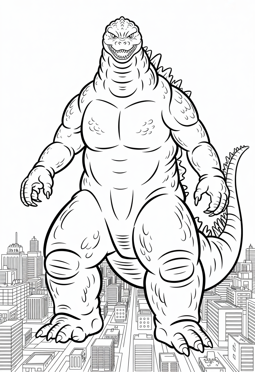 Godzilla Towering Height Coloring Page