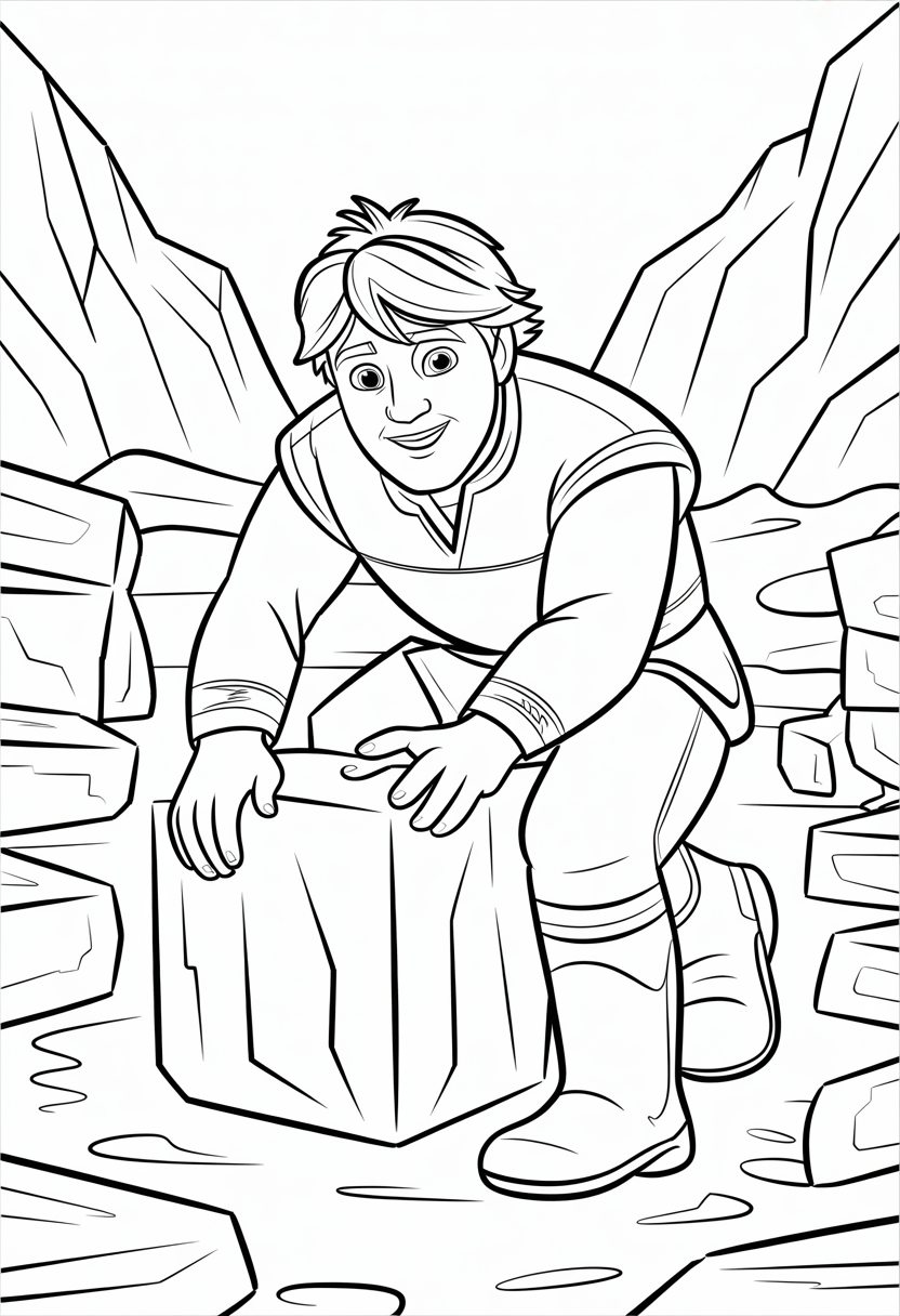 Kristoff Ice Harvesting Coloring Page