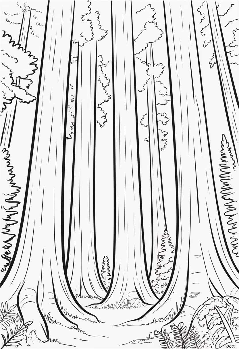 Ancient Old Growth Trees Coloring Page