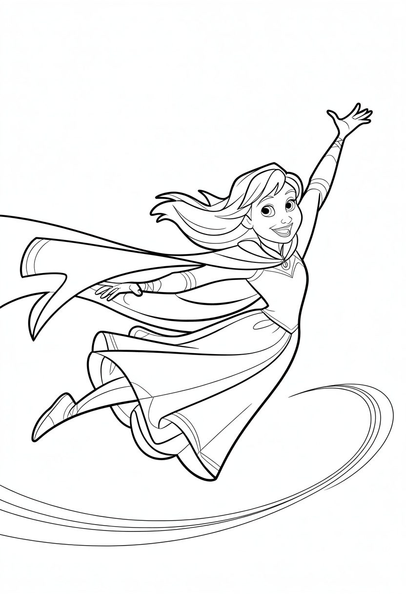 Anna Running or Leaping Coloring Page