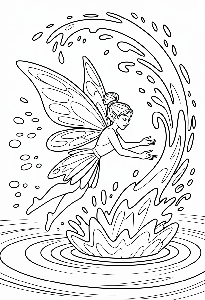 Fairy Water Magic Coloring Page