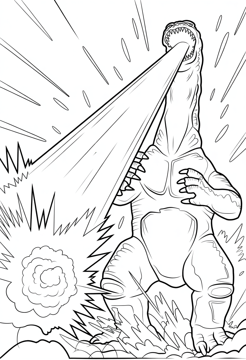 Godzilla Atomic Breath Attack Coloring Page