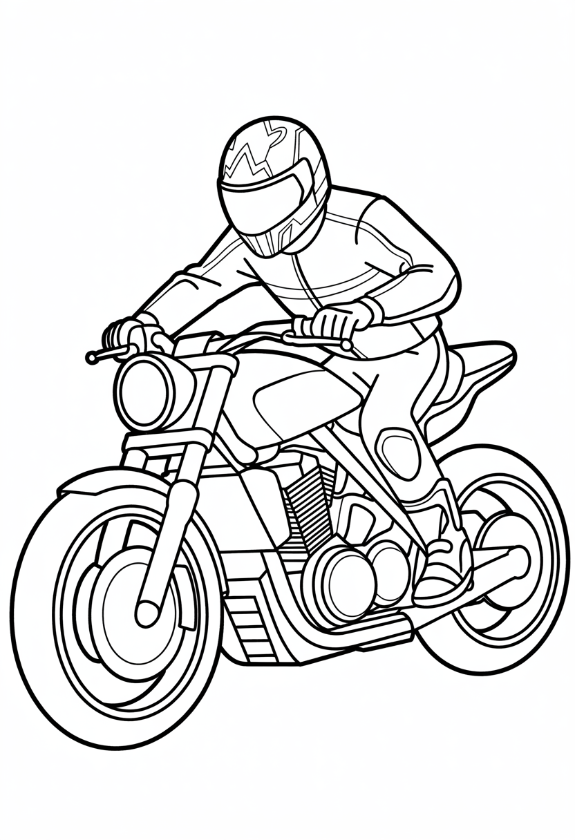 Motorcycle from Front View Coloring Page