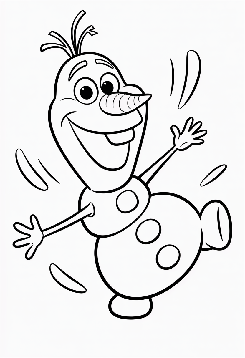 Olaf Dancing Joyfully Coloring Page