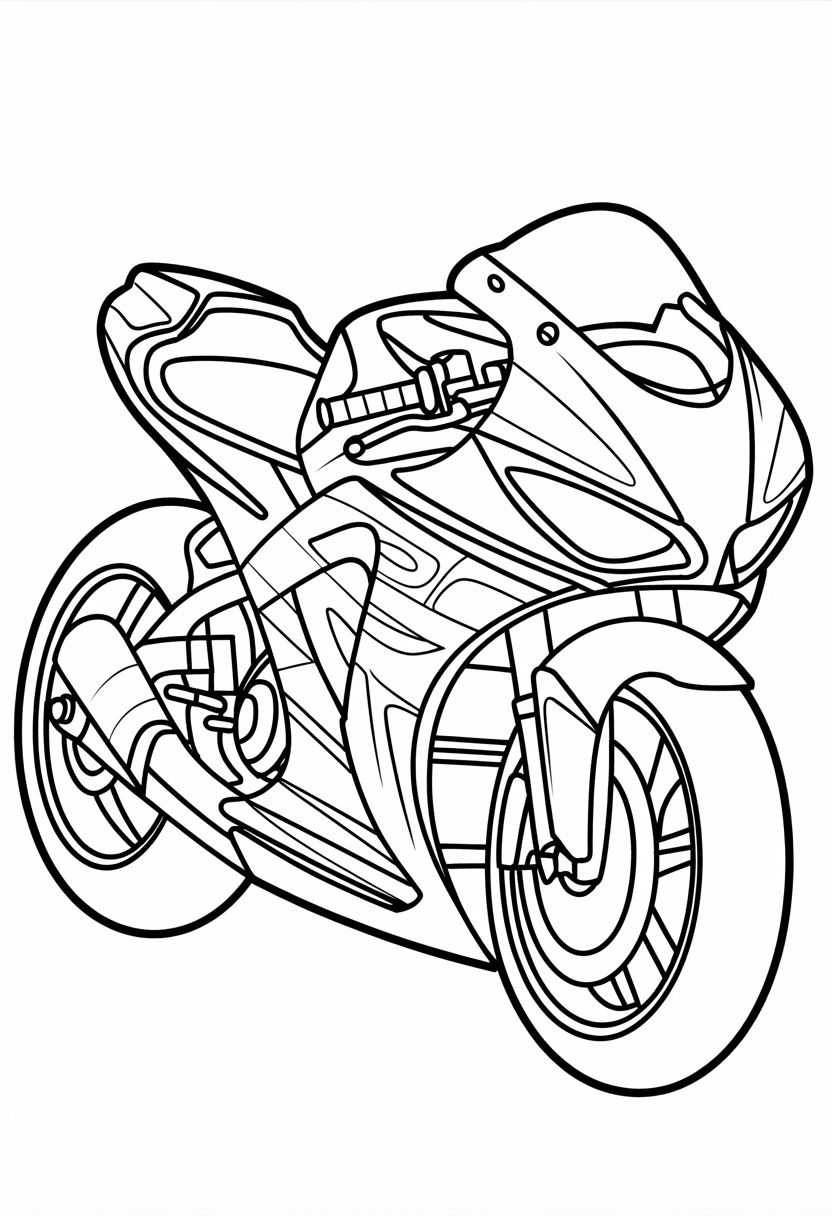 Sport Bike Racing Motorcycle Coloring Page