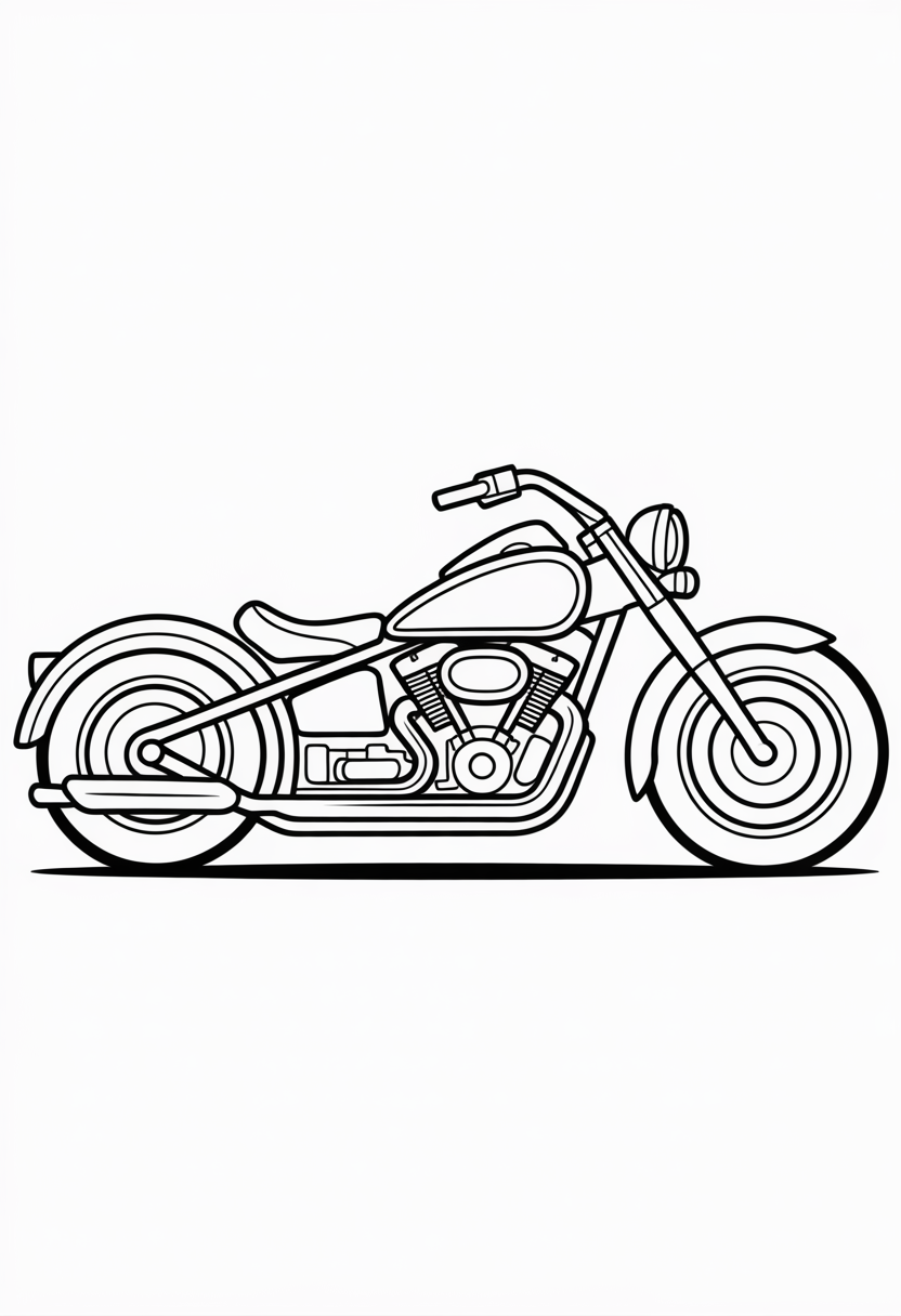 Cruiser Style Motorcycle Coloring Page