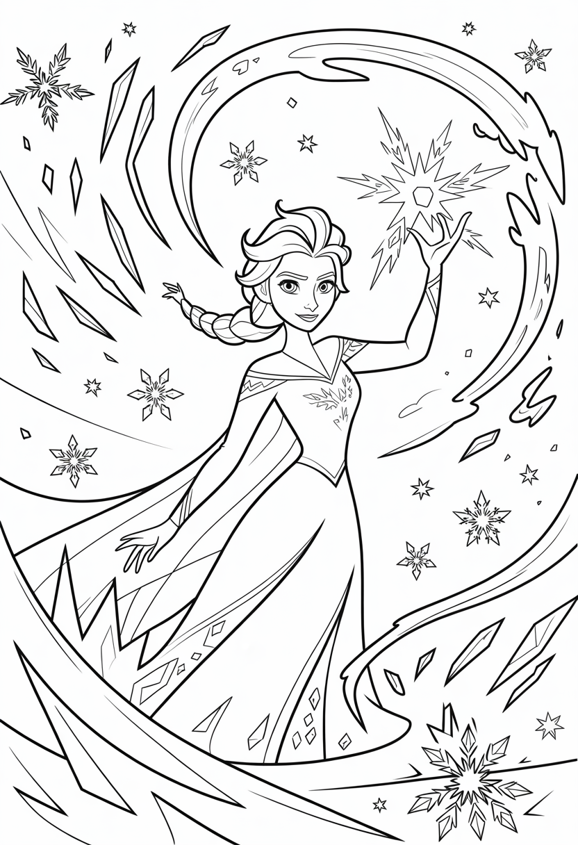 Elsa Ice Magic Display Coloring Page