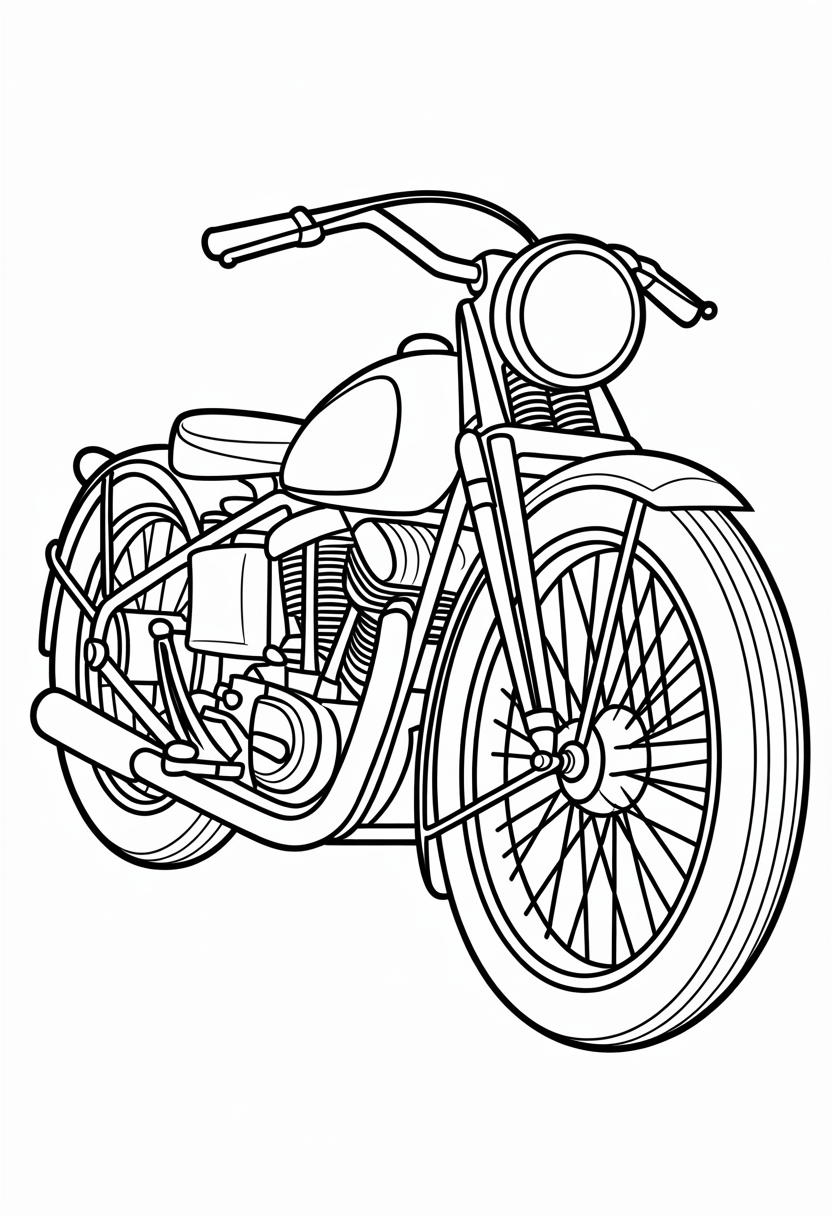 Detailed Character Portrait Motorcycle Coloring Page