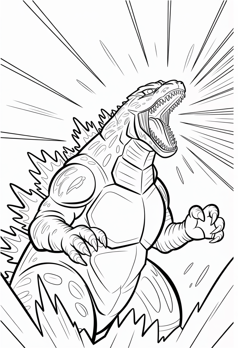 Godzilla Roaring Attack Coloring Page