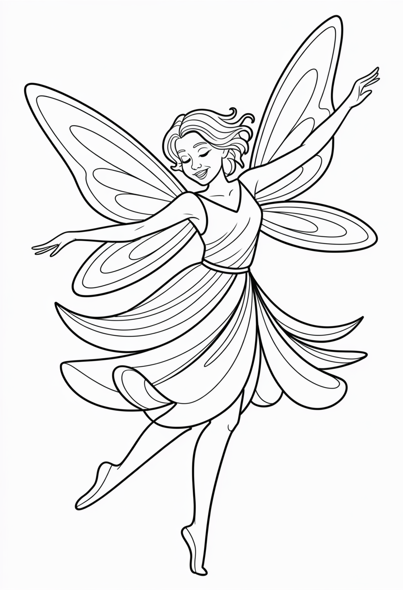 Fairy Dancing Freely Coloring Page