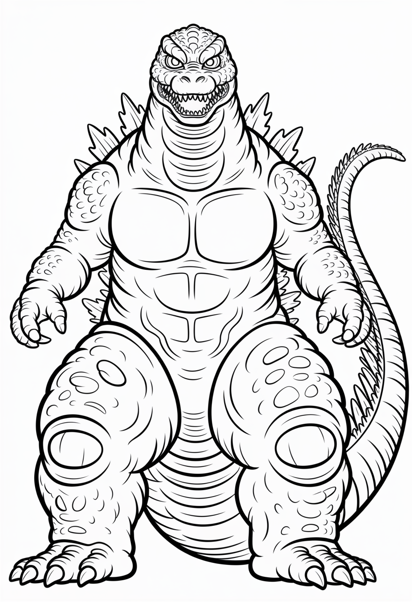 Godzilla Detailed Character Portrait Coloring Page