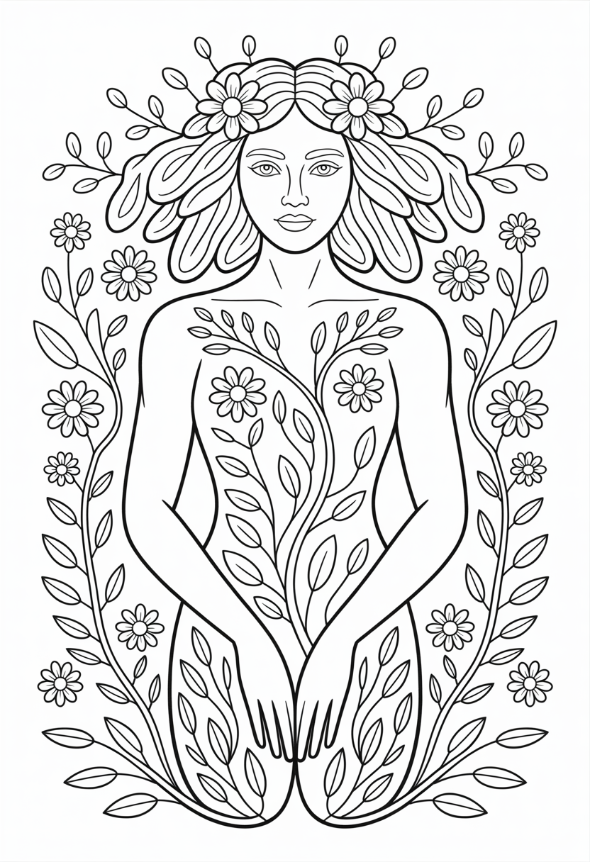 Nature Personified Portrait Coloring Page