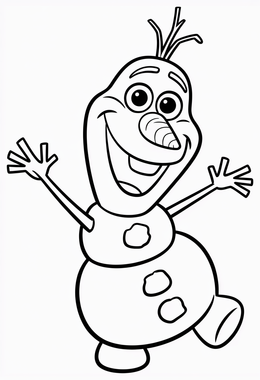Olaf Snowman Character Coloring Page