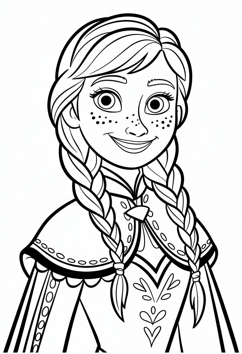 Anna Character Portrait Coloring Page