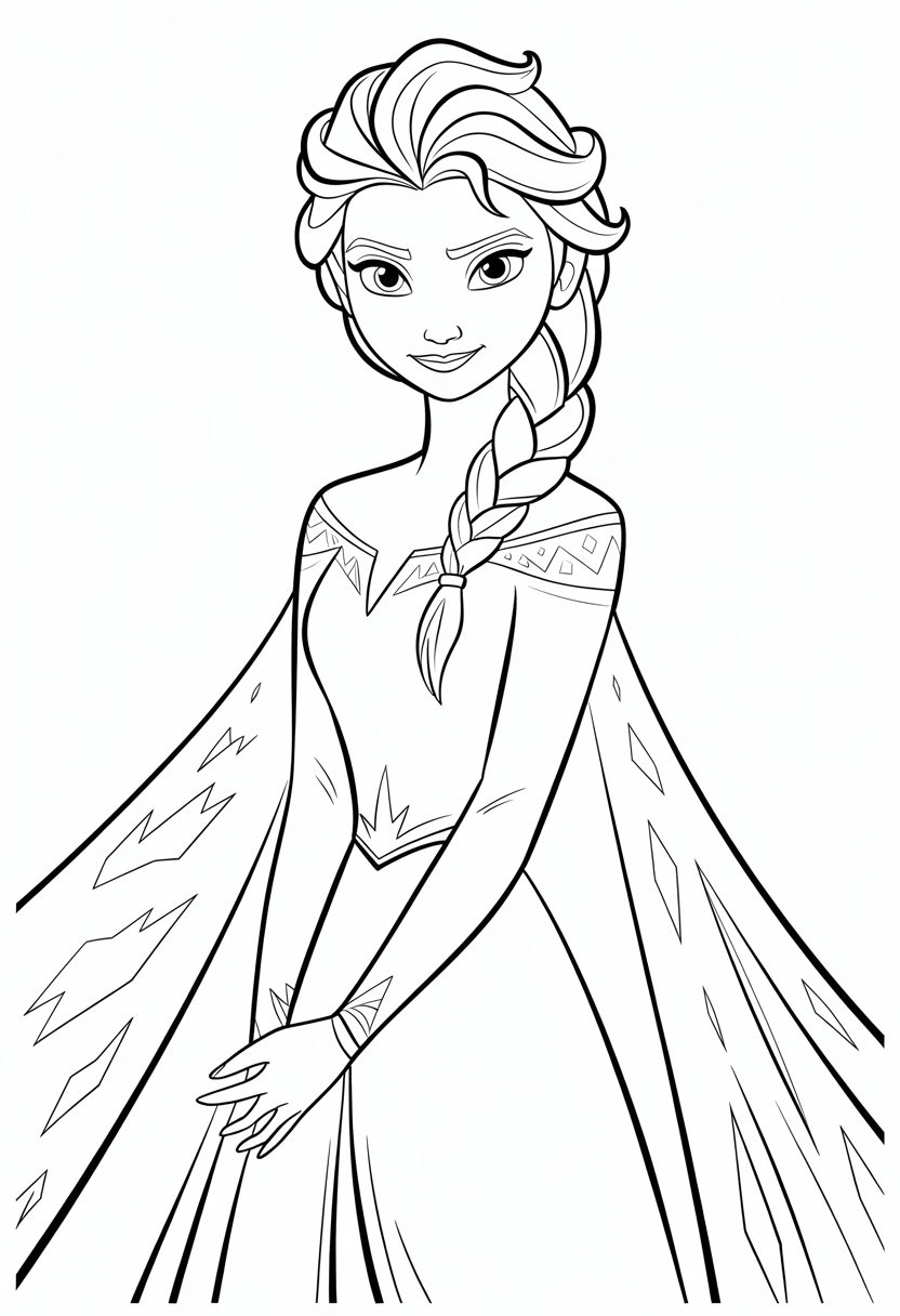 Elsa Detailed Character Portrait Coloring Page