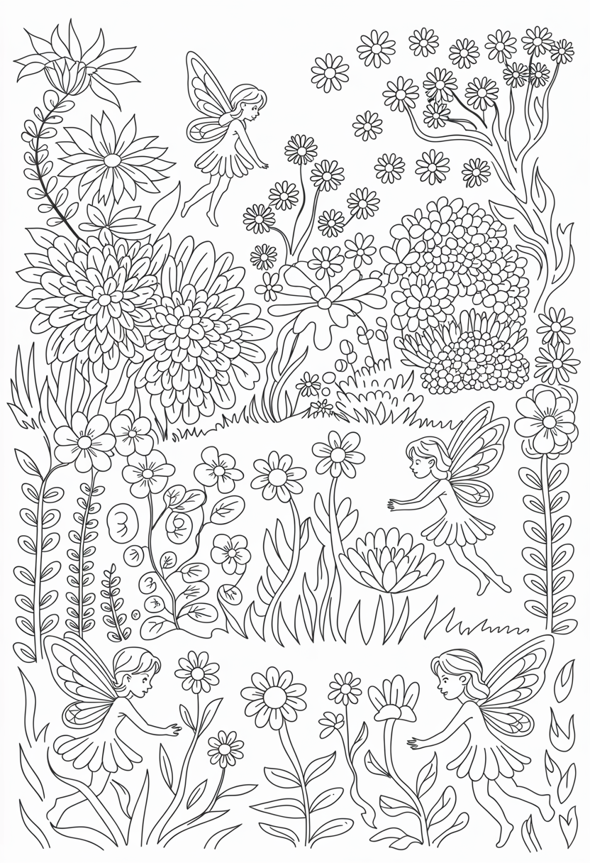 Fairy Garden Coloring Page