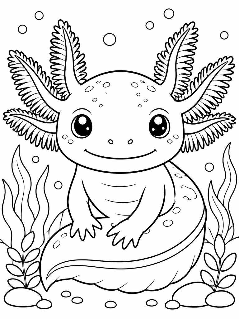 Axolotl portrait with detailed gill patterns and frills