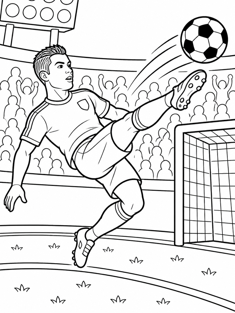 Cristiano performing a powerful volley shot