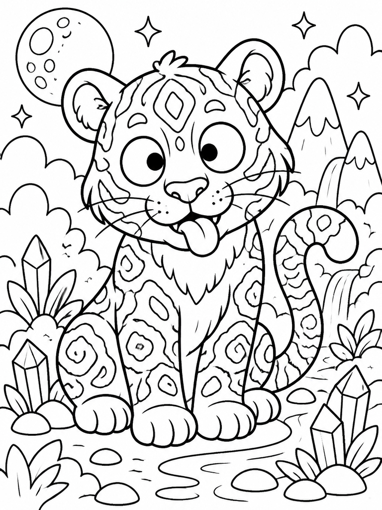 Derpy tiger with mystical blue fur and rosette patterns