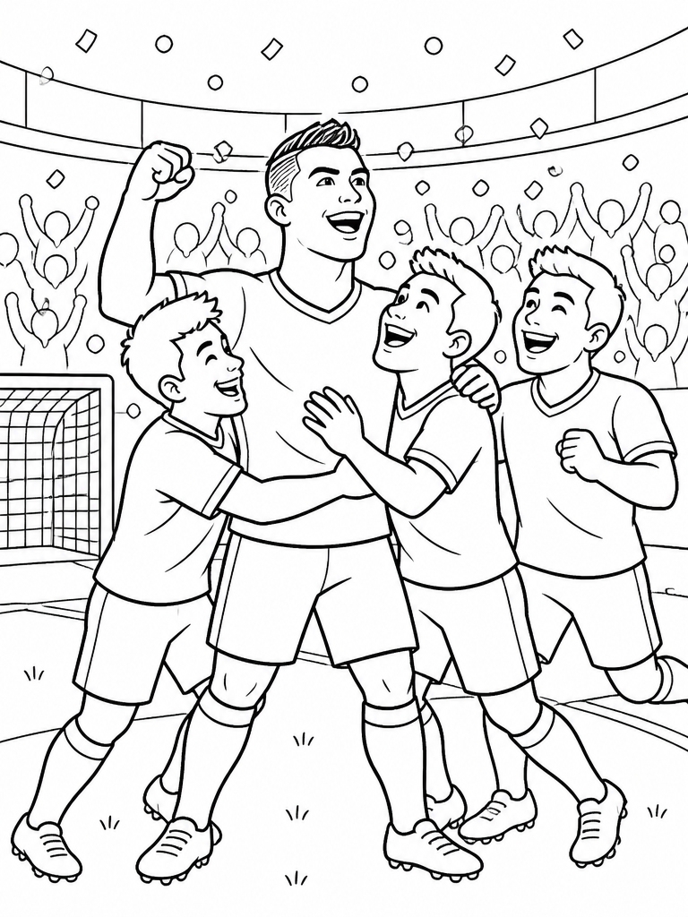 Ronaldo celebrating with teammates after a goal