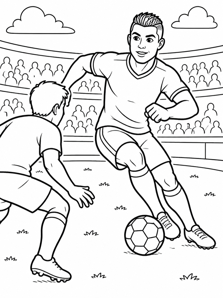 Ronaldo executing a skill move past a defender
