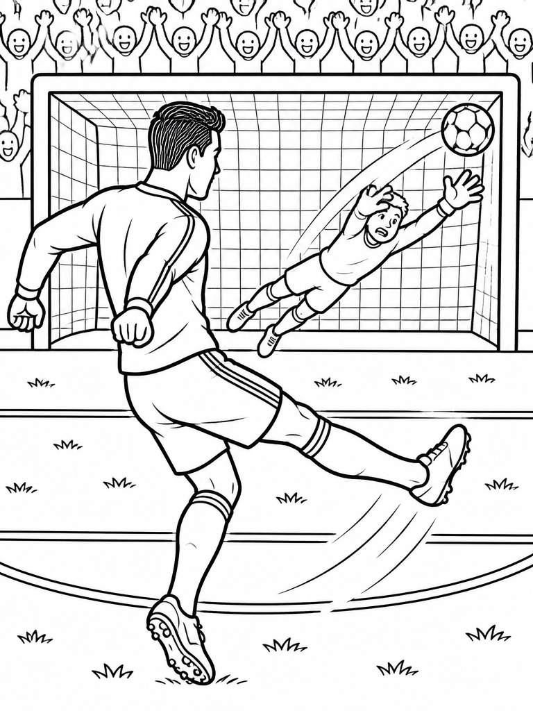 Ronaldo scoring a goal with perfect technique