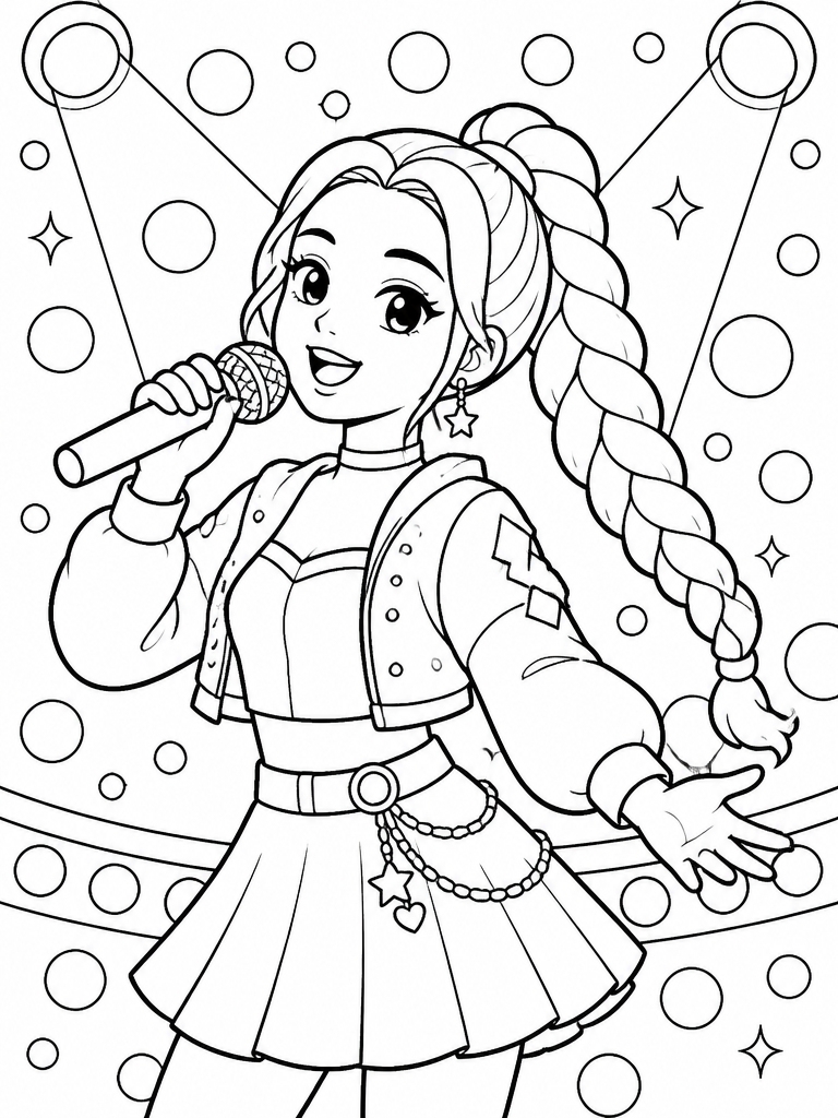 Rumi singing live on stage with concert bokeh lights