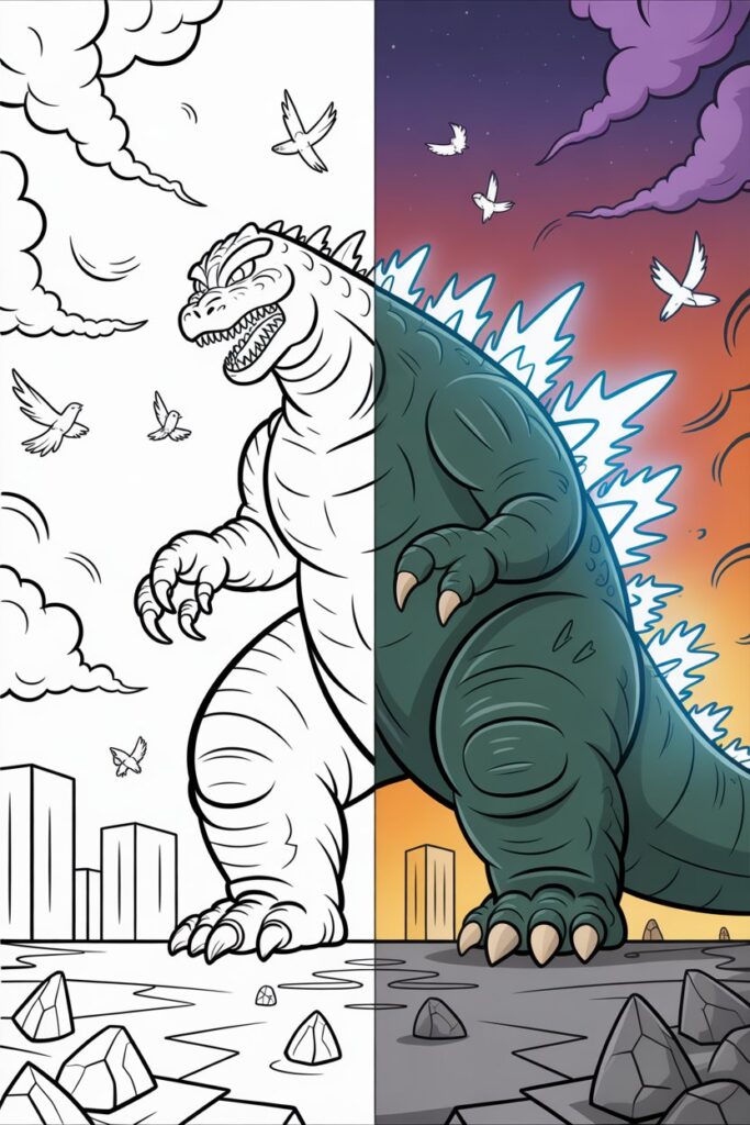 godzilla coloring page