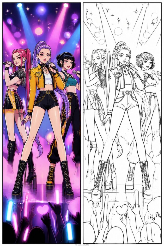 k-pop demon hunters coloring page